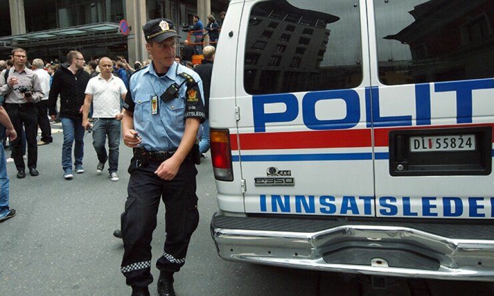Politi i ved Tinghuset i Oslo etter 22. juli 2011.