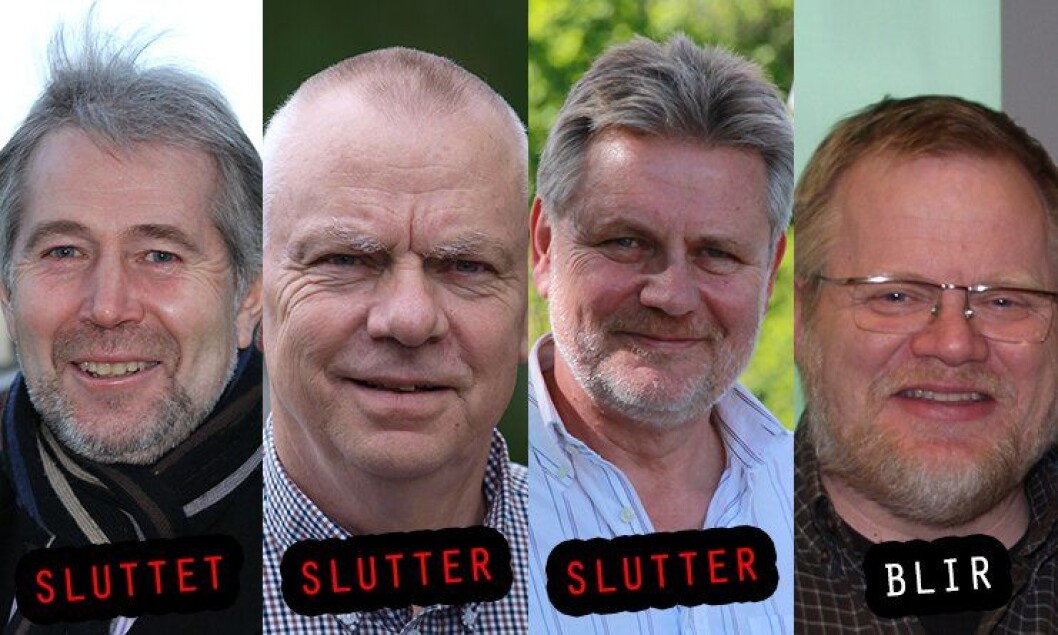 Tre av fire toppledere i Politiets Fellesforbund (PF) slutter eller har sluttet. Arne Johannessen er ute, mens organisasjonssjef Egil Haaland går over i pensjonistenes rekker og forhandlingssjef Victor-Bjørn Nielsen starter eget foretak som rådgiver. Kun administrasjonssjef Jørgen Hellwege blir sittende. Tre av fire toppledere i Politiets Fellesforbund (PF) slutter eller har sluttet. Arne Johannessen er ute, mens organisasjonssjef Egil Haaland går over i pensjonistenes rekker og forhandlingssjef Victor-Bjørn Nielsen starter eget foretak som rådgiver. Kun administrasjonssjef Jørgen Hellwege blir sittende.