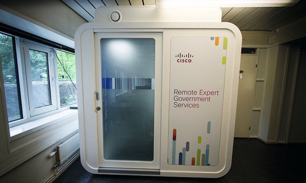 «Gpod» fra Cisco lanseres som et mulig, framtidig «fjernlensmannskontor». «Gpod» fra Cisco lanseres som et mulig, framtidig «fjernlensmannskontor».