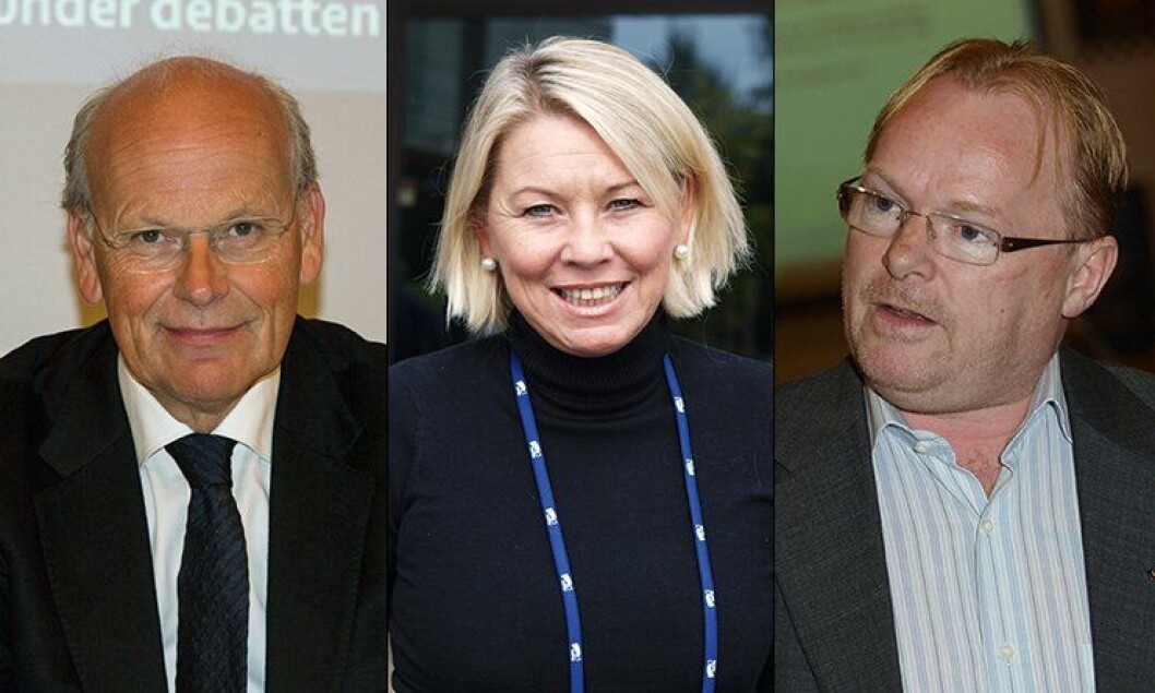 Michael Tetzchner (H), Monica Mæland (H) og Per Sandberg (Frp) er alle aktuelle som justisminister i en ny, borgerlig regjering. Michael Tetzchner (H), Monica Mæland (H) og Per Sandberg (Frp) er alle aktuelle som justisminister i en ny, borgerlig regjering.