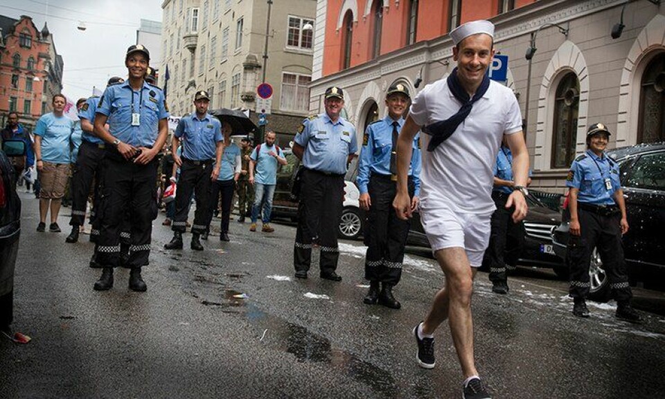 Politiet i homoparaden 2013.