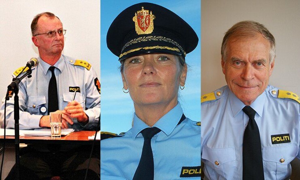 Politimestrene Arnstein Nilssen (Nordmøre og Romsdal), Beate Gangås (Østfold) og Trond Prytz (Nord-Trøndelag). Politimestrene Arnstein Nilssen (Nordmøre og Romsdal), Beate Gangås (Østfold) og Trond Prytz (Nord-Trøndelag).
