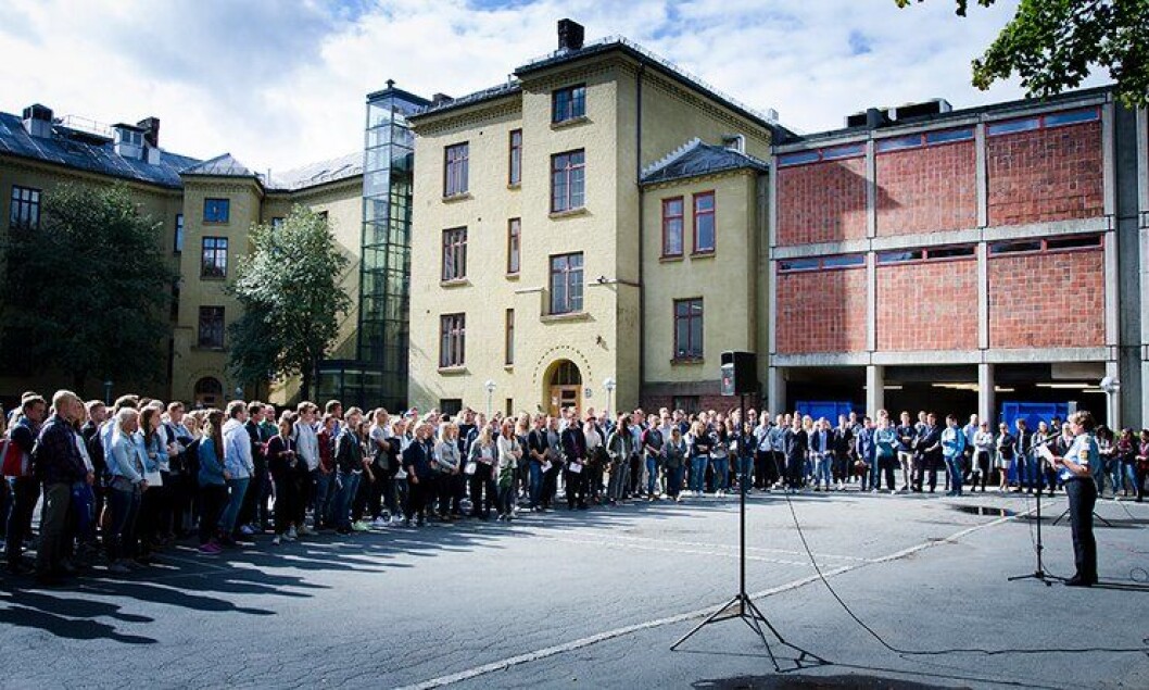 Her på Politihøgskolen er det sprengt kapasitet. Men det er ikke planlagt nybygg. Her på Politihøgskolen er det sprengt kapasitet. Men det er ikke planlagt nybygg.