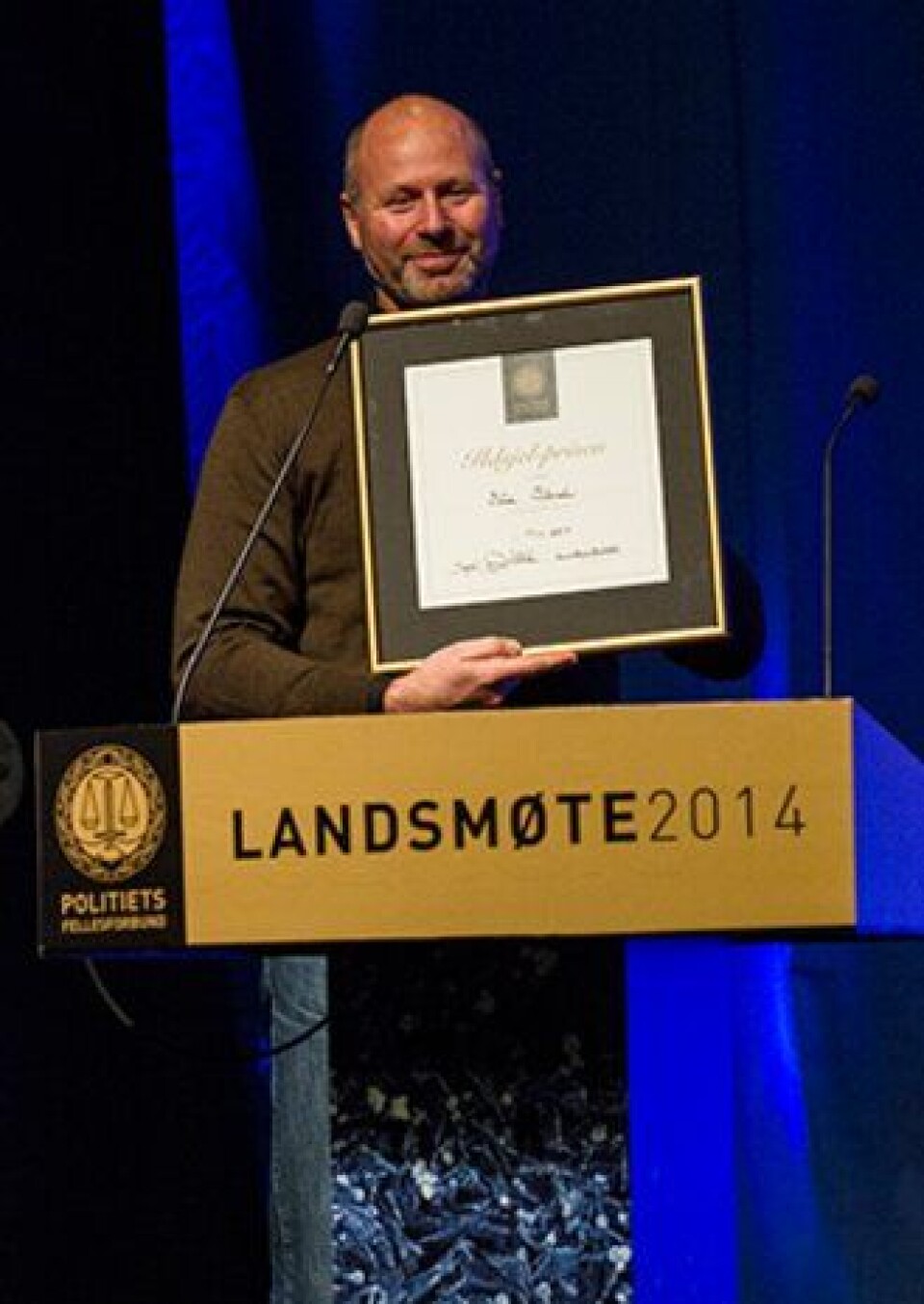 Bård Stensli fikk Politiets Fellesforbunds Ildsjelpris under PF-landsmøtet i Bodø.