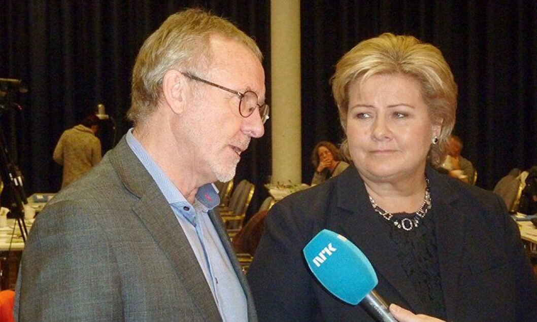 Unio-leder Anders Folkestad og statsminister Erna Solberg. Unio-leder Anders Folkestad og statsminister Erna Solberg.