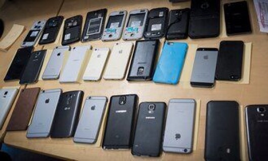 Hele 33 telefoner ble stjålet. Hovedsaklig toppmodeller. Hele 33 telefoner ble stjålet. Hovedsaklig toppmodeller.