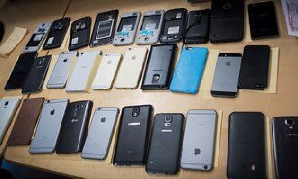 Hele 33 telefoner ble stjålet. Hovedsaklig toppmodeller.