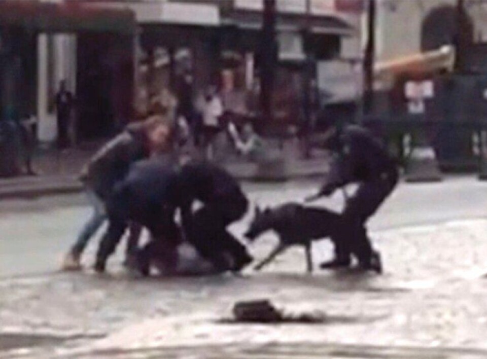 Scenen som utspilte seg under pågripelsen som fant sted på Trondheim Torg 14. april.