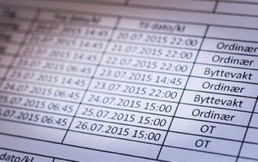 Slik ser timelistene PU har sendt Arbeidstilsynet ut. Her er sju fulle arbeidsdager for én ansatt på én uke. Slik ser timelistene PU har sendt Arbeidstilsynet ut. Her er sju fulle arbeidsdager for én ansatt på én uke.