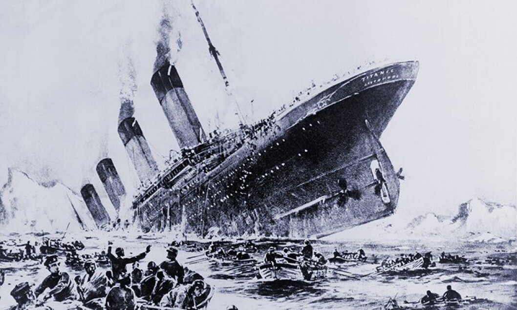 Willy Stöwers «Der Untergang der Titanic» illustrerer det synkende skipet. Willy Stöwers «Der Untergang der Titanic» illustrerer det synkende skipet.