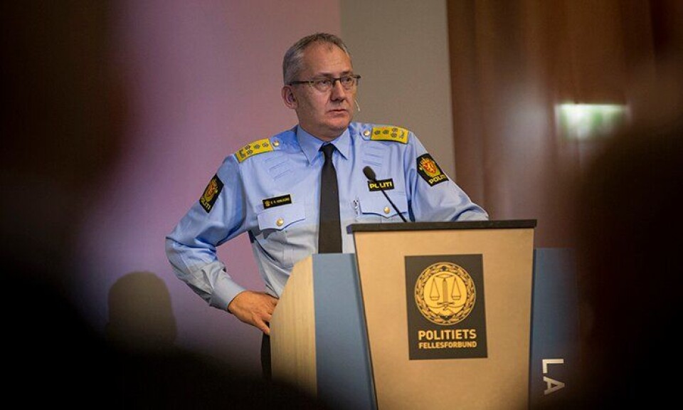 Politiredaktør Odd Reidar Humlegård på Politiets Fellesforbunds landsmøte.