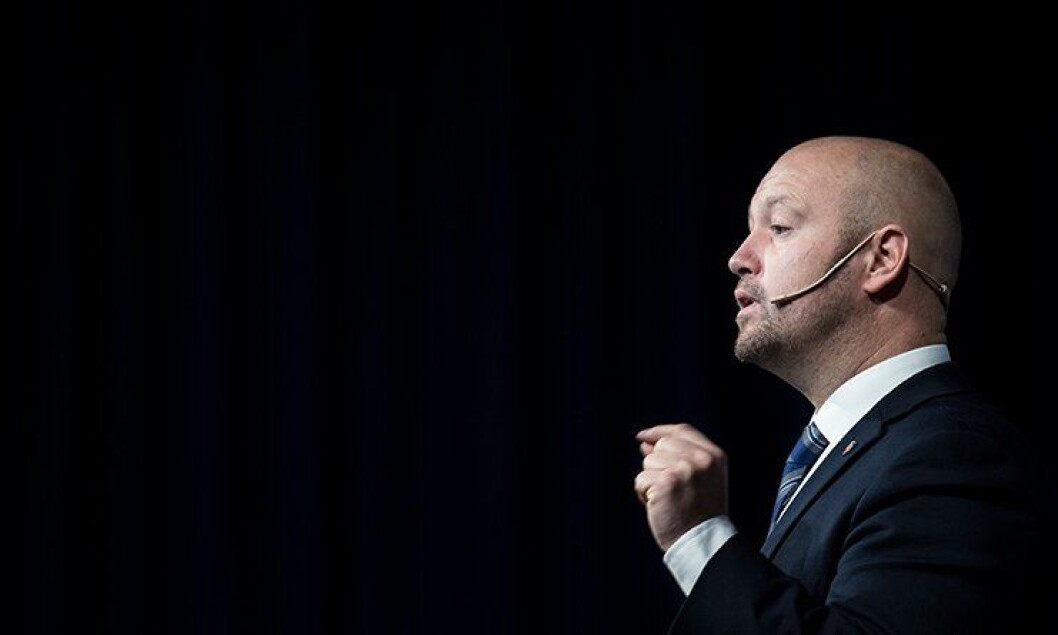 Anders Anundsen under landsmøtet til Politiets Fellesforbund. Anders Anundsen under landsmøtet til Politiets Fellesforbund.