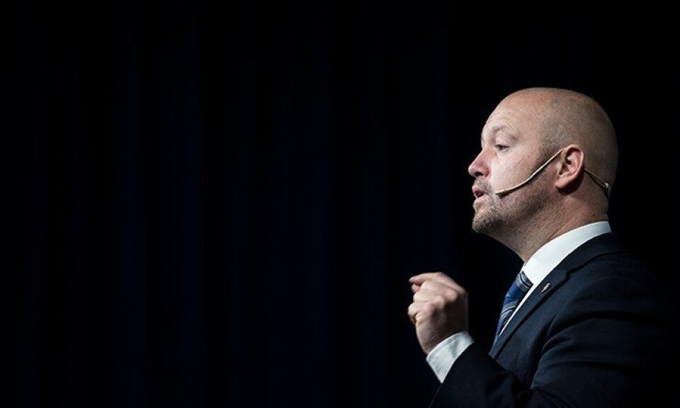 Anders Anundsen under landsmøtet til Politiets Fellesforbund.