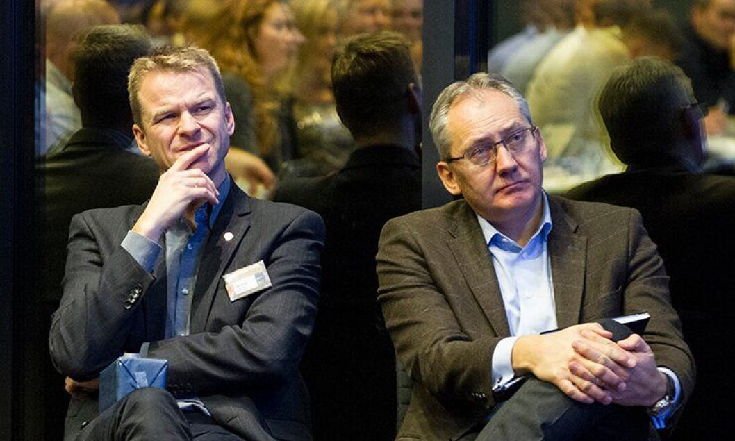 Politiets Fellesforbund, her representert ved PF-leder Sigve Bolstad, og Politidirektoratet, ved Odd Reidar Humlegård, forhandler sammen med de andre fagforeningene om organiseringa av de nye distriktene. Politiets Fellesforbund, her representert ved PF-leder Sigve Bolstad, og Politidirektoratet, ved Odd Reidar Humlegård, forhandler sammen med de andre fagforeningene om organiseringa av de nye distriktene.