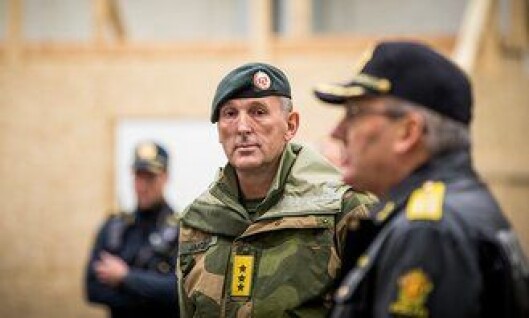 Sjef for Forsvarets operative hovedkvarter Rune Jakobsen under øvelsen i går. Sjef for Forsvarets operative hovedkvarter Rune Jakobsen under øvelsen i går.