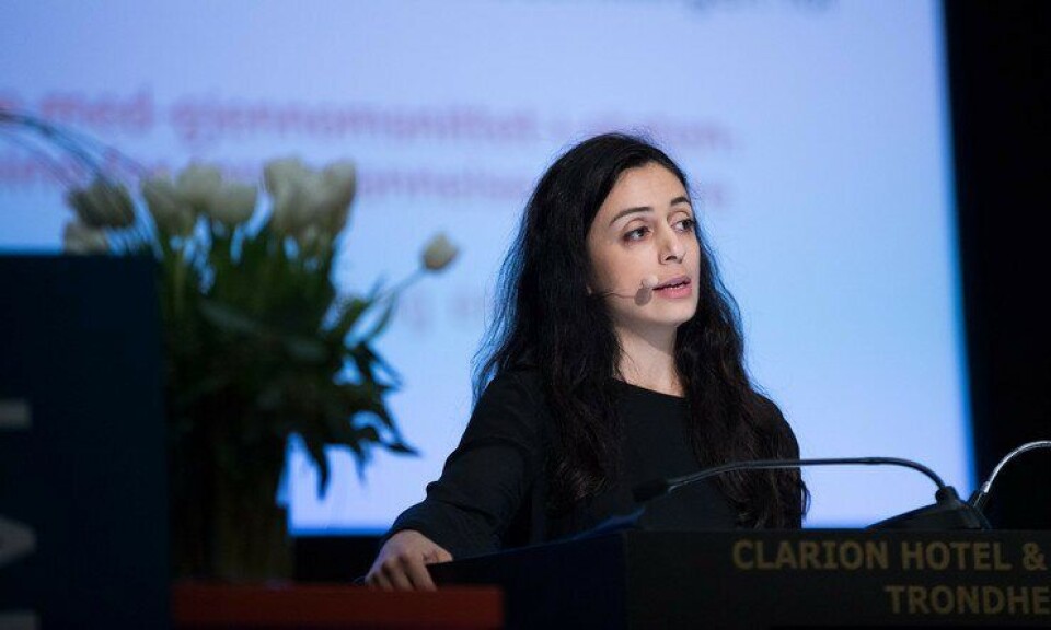 Hadia Tajik under dagens tale til Politiets Fellesforbund.