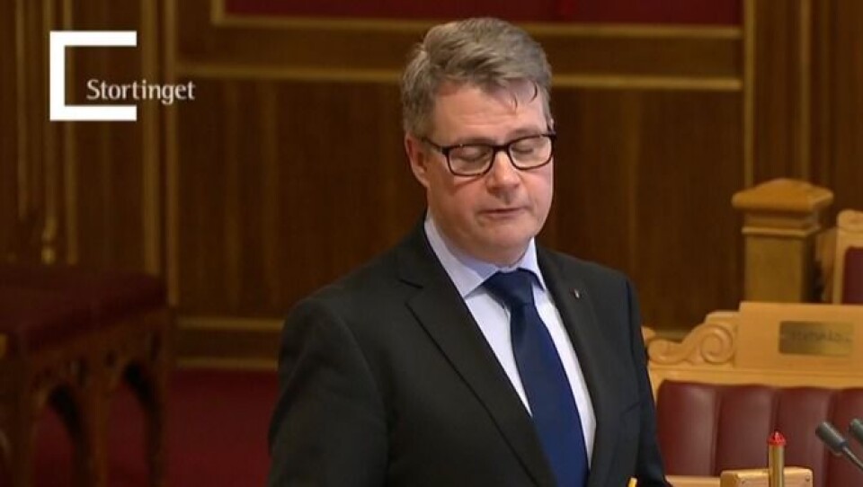 Justis- og beredskapsministeren på talerstolen i går.