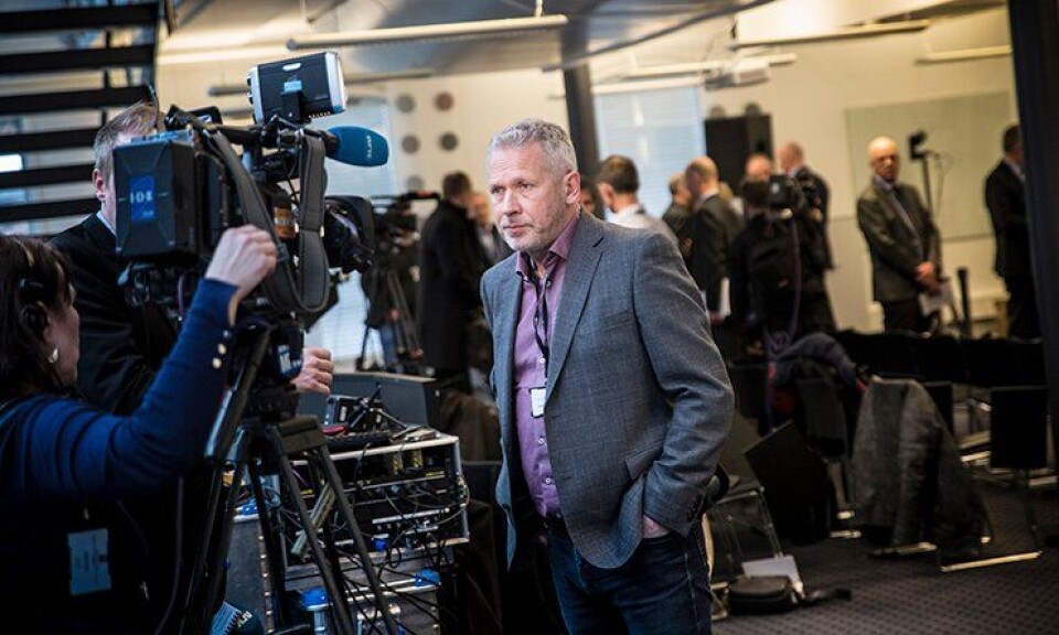 Anders Snortheimsmoen intervjues av NRK i etterkant av framleggelsen av bevæpningsutvalgets utredning.