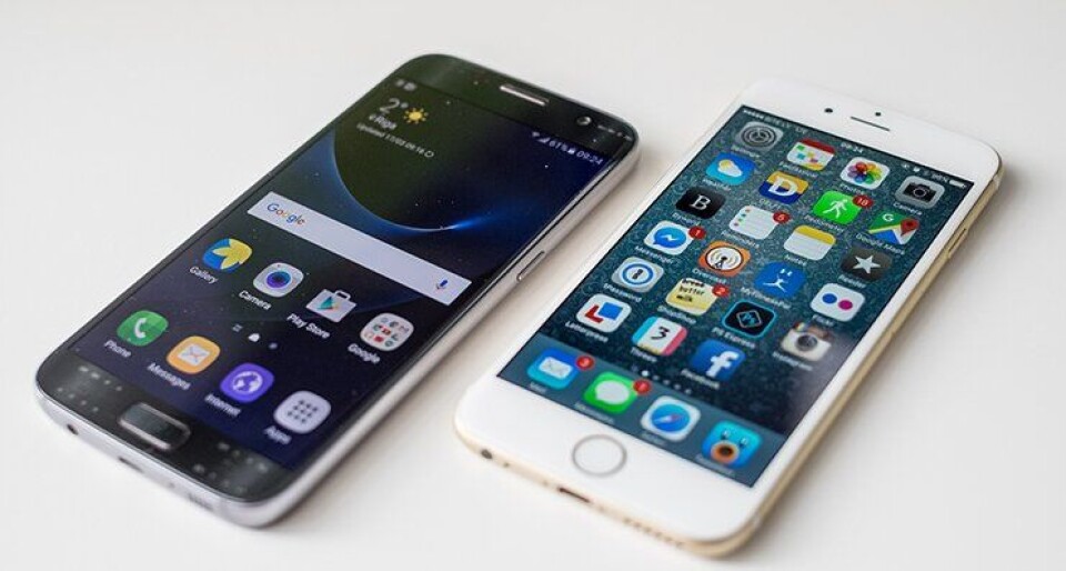 Samsung S7 og iPhone 7, to toppmodeller som politiet kan velge.