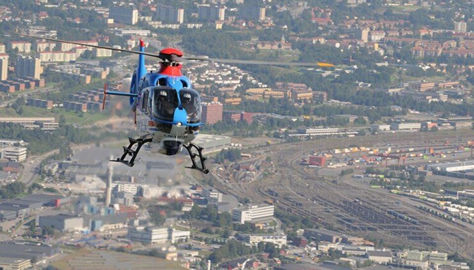 Politiets enslige helikopter svever over Alnabru i Oslo. Politiets enslige helikopter svever over Alnabru i Oslo.