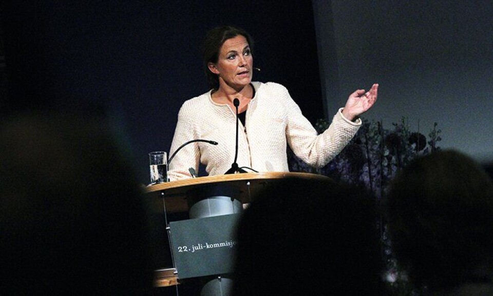 Alexandra Bech Gjørv legger fram 22. juli-kommisjonens rapport i august 2012.