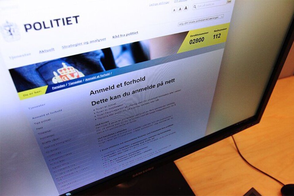 Fra 2009 har du kunnet levere anmeldelser på politiets hjemmesider. FOTO: Liv Rønnaug B. Lilleåsen Fra 2009 har du kunnet levere anmeldelser på politiets hjemmesider. FOTO: Liv Rønnaug B. Lilleåsen