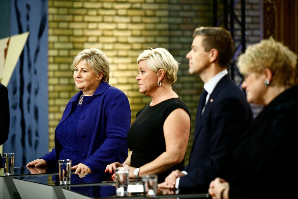 KNAPT FLERTALL: Statsminister Erna Solberg beholdt det blåblå flertallet med knapp margin etter at KrF trakk seg ut av regjeringssamtalene. Foto: Stortinget KNAPT FLERTALL: Statsminister Erna Solberg beholdt det blåblå flertallet med knapp margin etter at KrF trakk seg ut av regjeringssamtalene. Foto: Stortinget