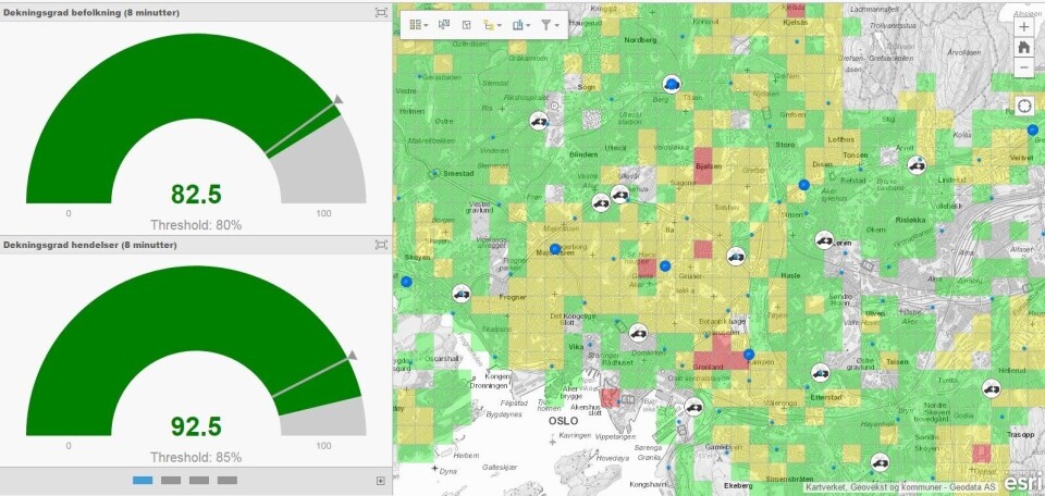 Ved hjelp av data og kartverktøy kan for eksempel oversikt over patruljenes tilgjengelighet visualiseres.