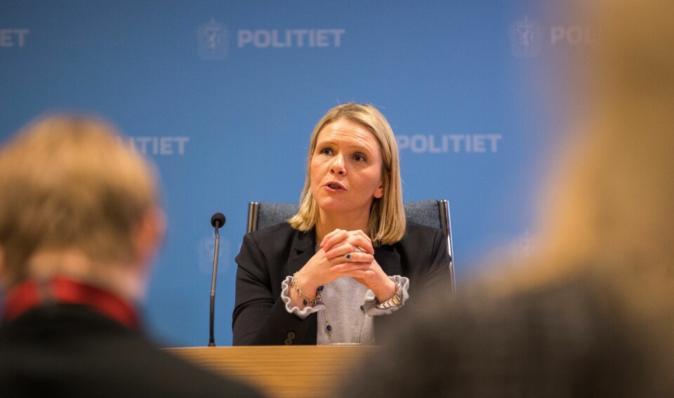 Justisminister Sylvi Listhaug under dagens pressekonferanse.