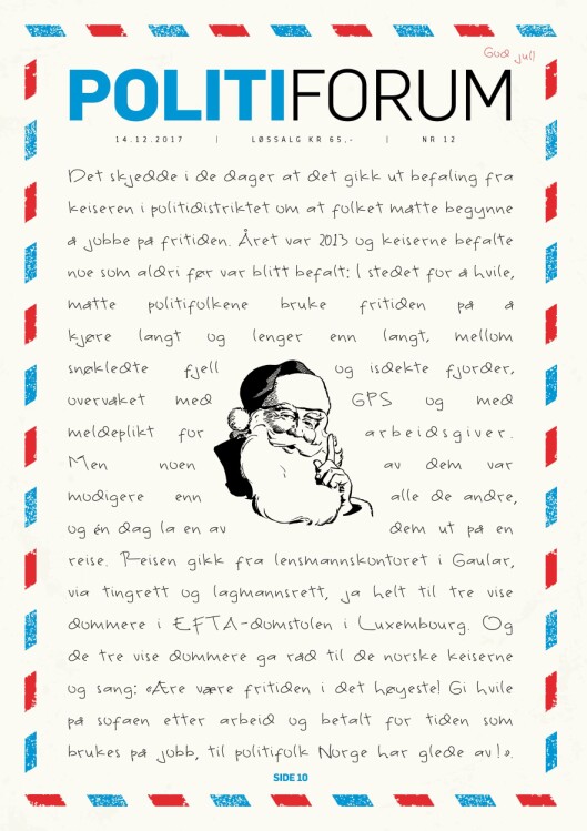 Forsiden med Politiforums versjon av "Juleevangeliet". Trykk på bildet for å se det større. Forsiden med Politiforums versjon av "Juleevangeliet". Trykk på bildet for å se det større.