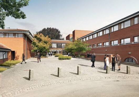 Inngangparti på skolen som åpner i 2020 i Vejle. Inngangparti på skolen som åpner i 2020 i Vejle.