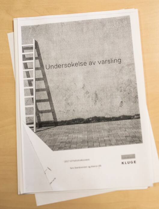 Fikk slakt av varslerne og advokaten: Varslingsrapporten Politidirektoratet fikk fra advokatselskapet Kluge. Fikk slakt av varslerne og advokaten: Varslingsrapporten Politidirektoratet fikk fra advokatselskapet Kluge.