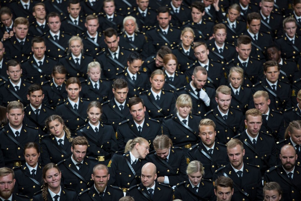 Bildet er tatt under avslutningsseremonien for tredjeårsstudenter ved Politihøgskolen i Oslo i 2018. Bildet er tatt under avslutningsseremonien for tredjeårsstudenter ved Politihøgskolen i Oslo i 2018.