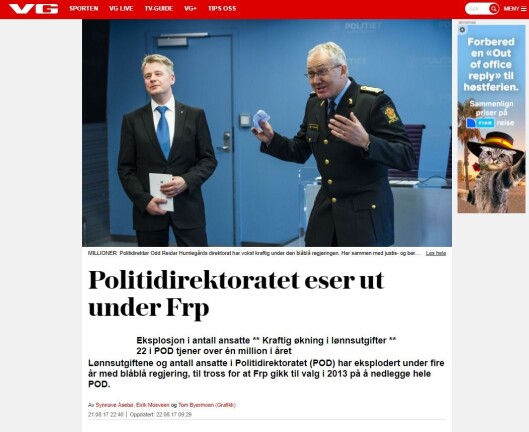 ESER UT: Mediene har vært harde mot Politidirektoratet vekst. Tidvis unyansert harde, ifølge politidirektøren. ESER UT: Mediene har vært harde mot Politidirektoratet vekst. Tidvis unyansert harde, ifølge politidirektøren.