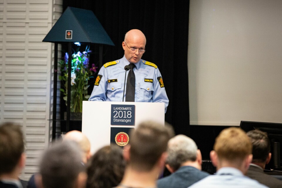 Politimester Hans Vik i Sør-Vest politidistrikt under åpningen av Politiets Fellesforbunds landsmøte 2018.
