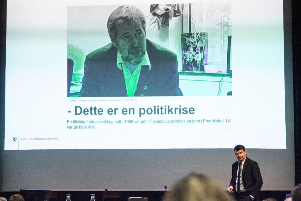 Wara trakk fram medieoppslagene om hvor dårlig det går med politiet under sin tale til landsmøtet. Men medieoppslagene var fra før politireformen.
