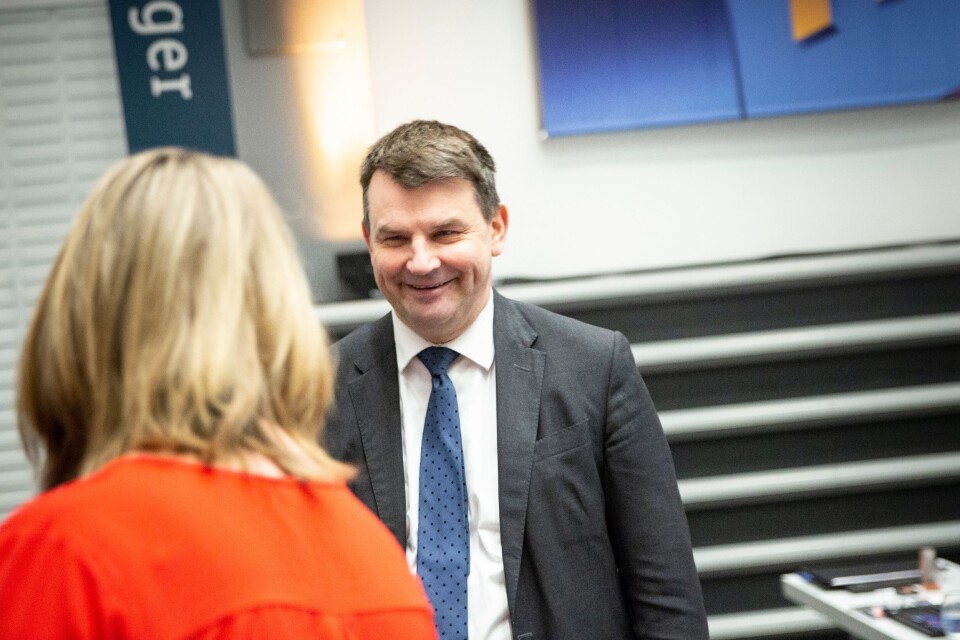 Justis- og beredskapsminister Tor Mikkel Wara (Frp) under Politiets Fellesforbunds (PF) landsmøte.