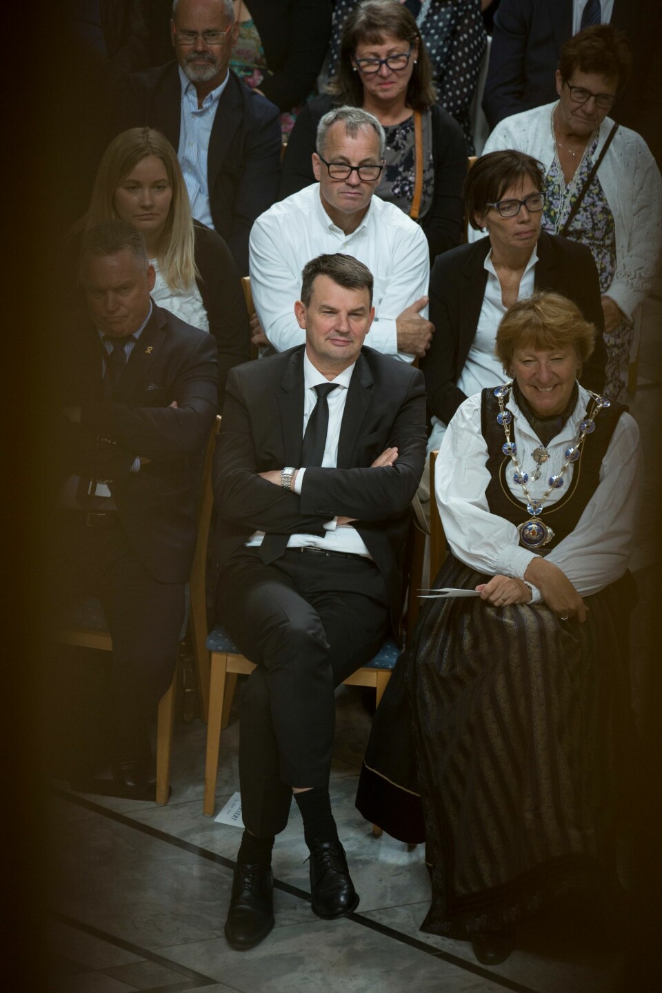 Tor Mikkel Wara under avslutningen for politistudentene i Oslo rådhus 2018.