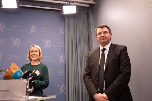 Justisminister Tor Mikkel Wara var glad for å få på plass Benedicte Bjørnland som ny politidirektør i dag. Justisminister Tor Mikkel Wara var glad for å få på plass Benedicte Bjørnland som ny politidirektør i dag.