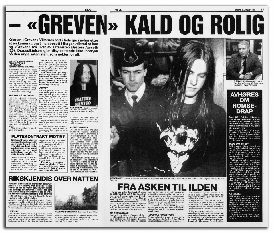 GREVENS TID: Varg Vikernes, bedre kjent som «Greven», var sannsynligvis den eneste personen Stian Elle ikke lyktes med å få til å prate. I lange avhør med Elle, åpnet knapt Vikernes munnen i det hele tatt. GREVENS TID: Varg Vikernes, bedre kjent som «Greven», var sannsynligvis den eneste personen Stian Elle ikke lyktes med å få til å prate. I lange avhør med Elle, åpnet knapt Vikernes munnen i det hele tatt.