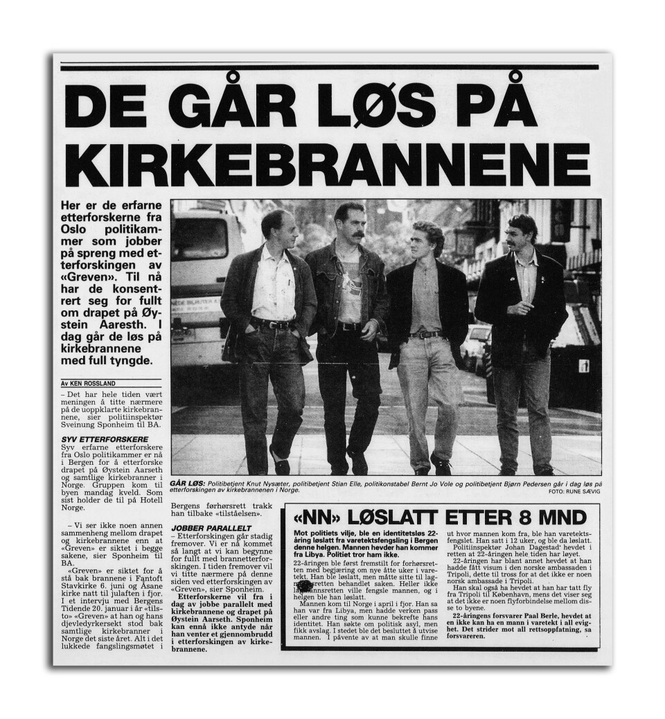 VILL VEST: Flere kirkebranner og det bestialske drapet på Øystein Aarseth, førte til at en delegasjon fra kirkebranngruppa i Oslo politidistrikt fløy til Bergen i august 1993. Stian Elle var en av dem. VILL VEST: Flere kirkebranner og det bestialske drapet på Øystein Aarseth, førte til at en delegasjon fra kirkebranngruppa i Oslo politidistrikt fløy til Bergen i august 1993. Stian Elle var en av dem.