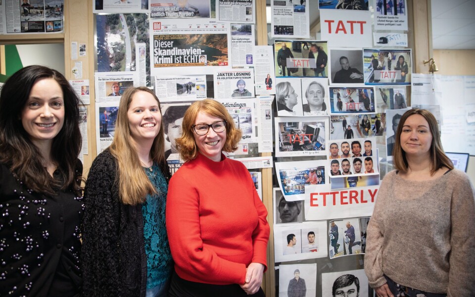 FØRT TIL PÅGRIPELSER: «Åsted Norge»-redaksjonen, her representert ved Ragne Riise, Ina-Kristin Lindin, Lene Dreyer og produksjonsleder Siri Tosterud Ski.