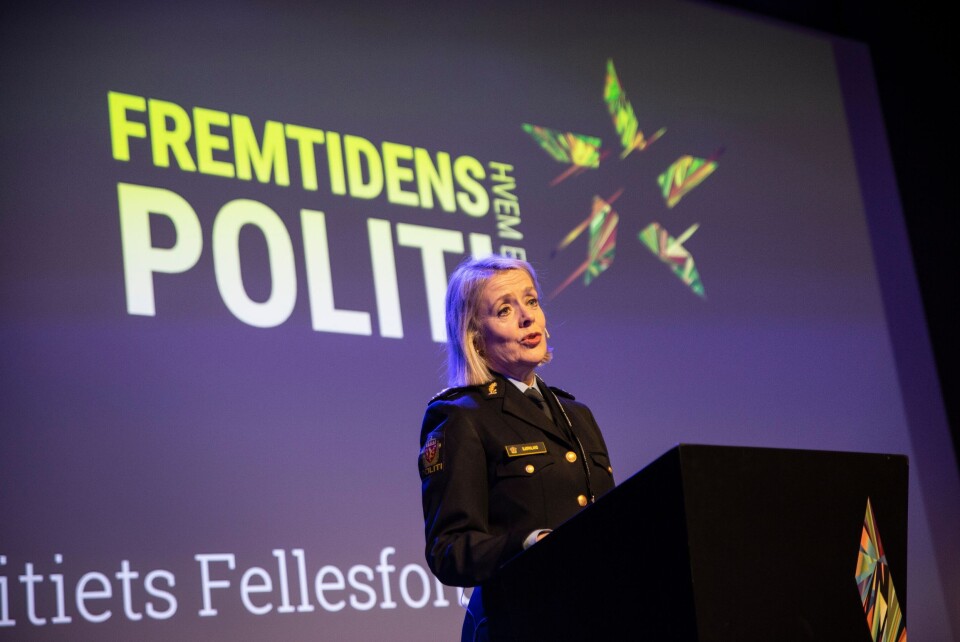 Politidirektør Benedicte Bjørnland under Politiets Fellesforbunds kongress tidligere i år. Politidirektør Benedicte Bjørnland under Politiets Fellesforbunds kongress tidligere i år.