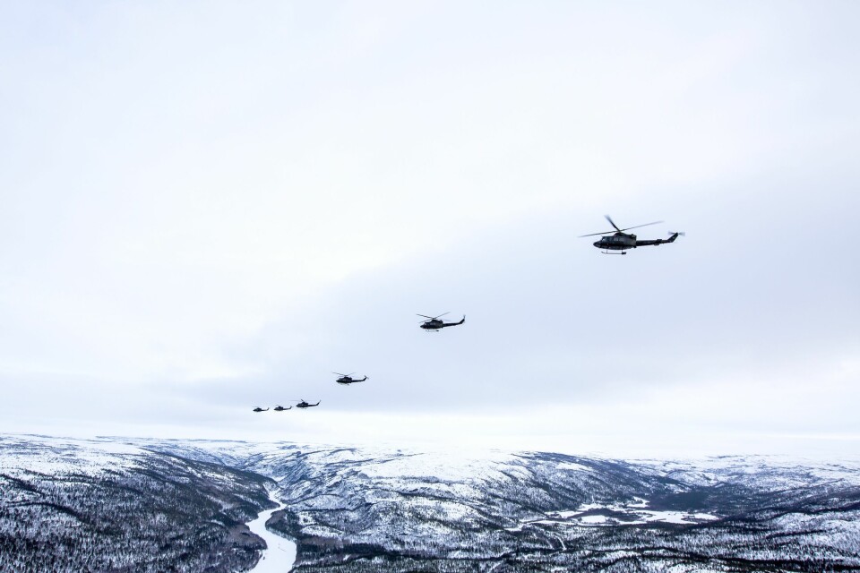 HELIKOPTER: 339-Skvadronen fra Bardufoss trener under vinterøvelsen Joint Viking 2017 i Finnmark.