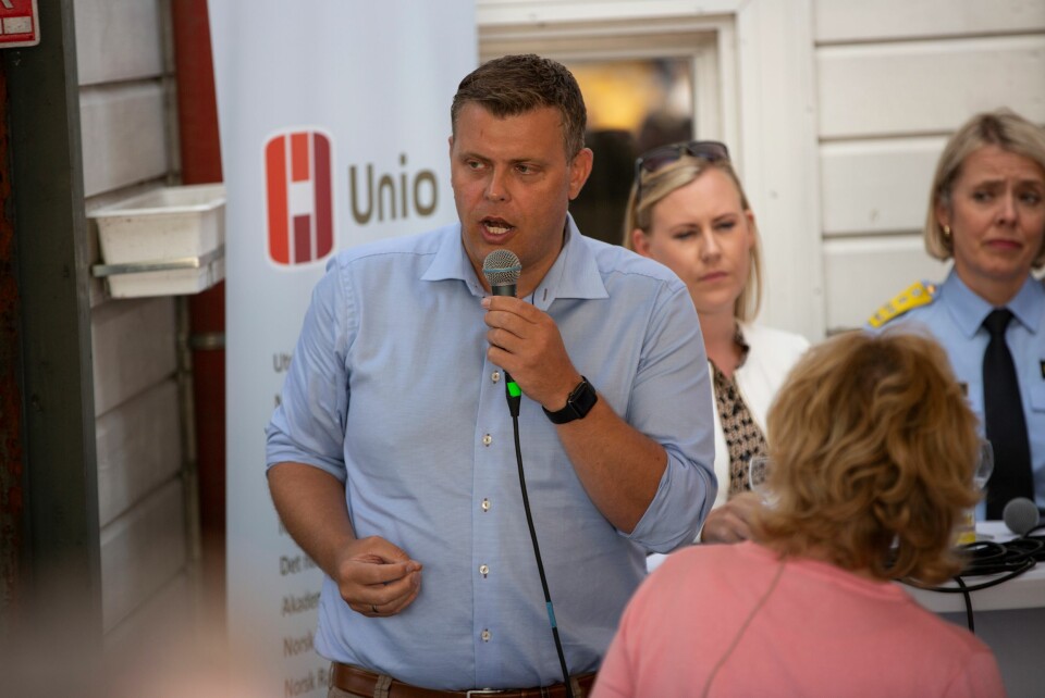 Justisminister Jøran Kallmyr. Bildet er tatt under Arendalsuka i august.