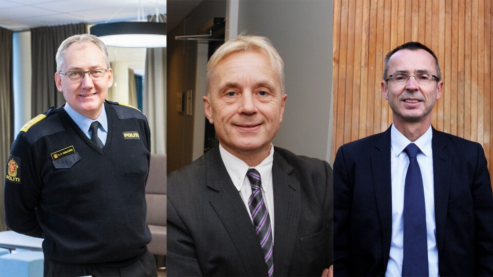 Tidligere politidirektør Odd Reidar Humlegård, tidligere justisminister Knut Storberget (Ap) og leder for Domstolsadministrasjonen Sven Marius Urke. Tidligere politidirektør Odd Reidar Humlegård, tidligere justisminister Knut Storberget (Ap) og leder for Domstolsadministrasjonen Sven Marius Urke.