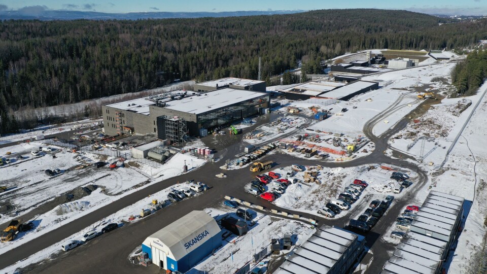 PENGETRØBBEL: Slik så politiets nye beredskapssenter på Taraldrud i Ski ut tidlig i mars. Senteret skal stå ferdig i september, men nå skaper finansieringen utfordringerfor Oslo politidistrikt.