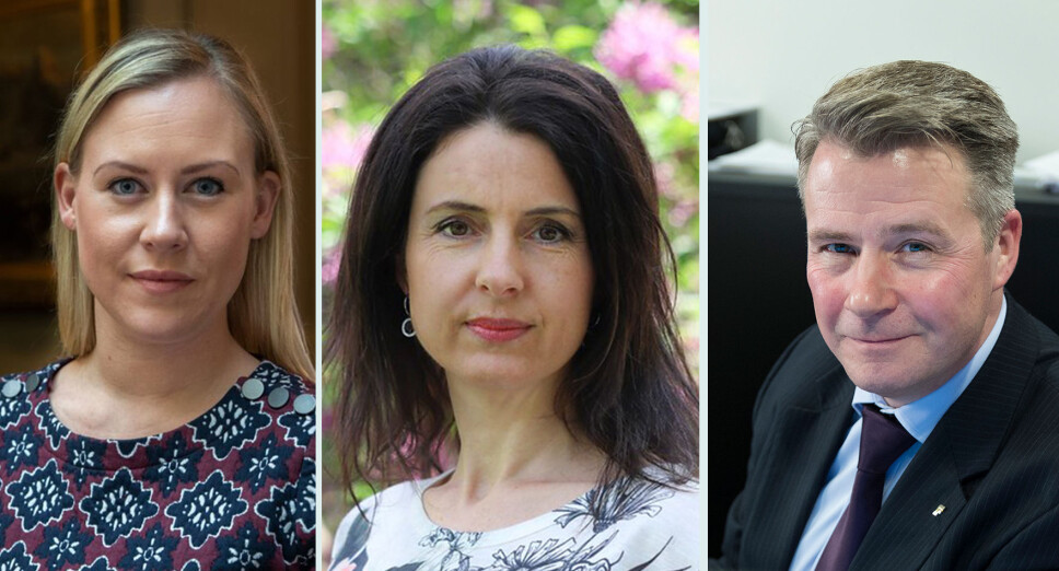Lene Vågslid (Ap), Jenny Klinge (Sp) og Per Willy Amundsen (Frp).