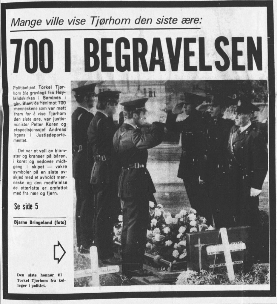 Kollega drept 1973: Politimannen Torkel Tjørhom ble skutt og drept av en rømling på flukt