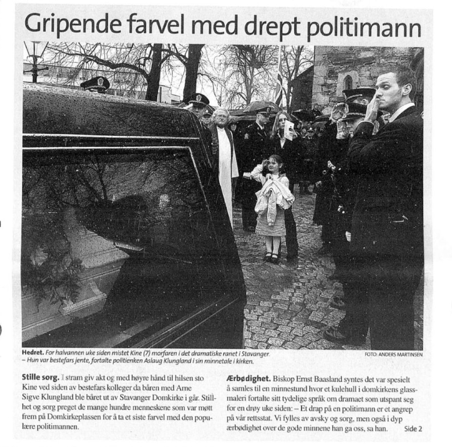 Kollega drept 2004: Operativ uteleder Arne Sigve Klungland ble skutt og drept av en av Nokas-ranerne.